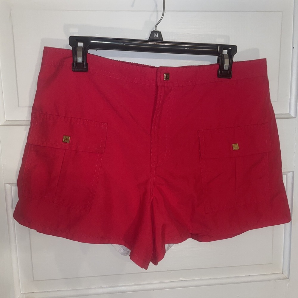 Liz Claiborne Lined Red Shorts Gold Details Sz 12